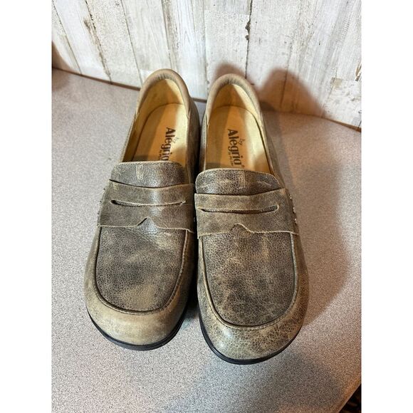 Alegria Gray Leather Loafers Womens Slip on Size 42 (10.5-11) - Picture 1 of 6